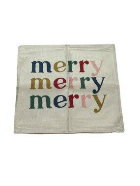Christmas Pillow Cover Merry Merry Merry White Red Zip Closure Home Decor